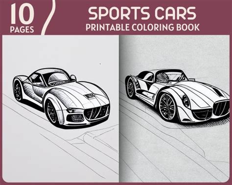 10 Sports Cars Coloring Pages Fast And Modified Race Cars Etsy