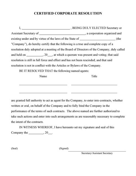 37 Printable Corporate Resolution Forms ᐅ TemplateLab