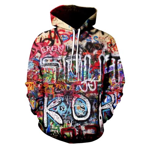 New Graffiti Men Hoodies Sweatshirts 3d Printed Funny Hip Hop Hoodies Novelty Streetwear Hooded