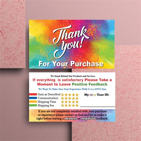 Ebay Thank You Cards Full Color 2 Side Printing Glossy Thick Etsy