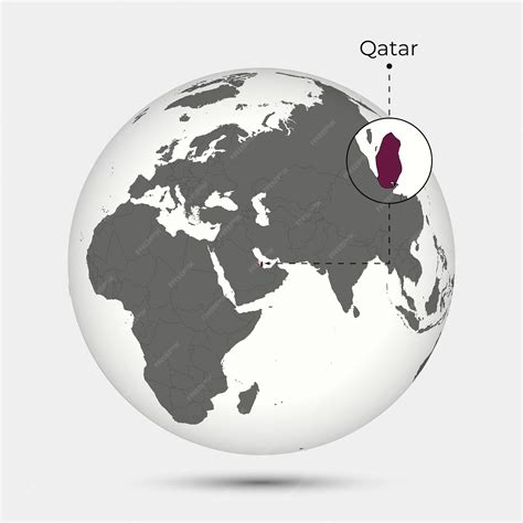 Premium Vector | Map of qatar with position on the globe