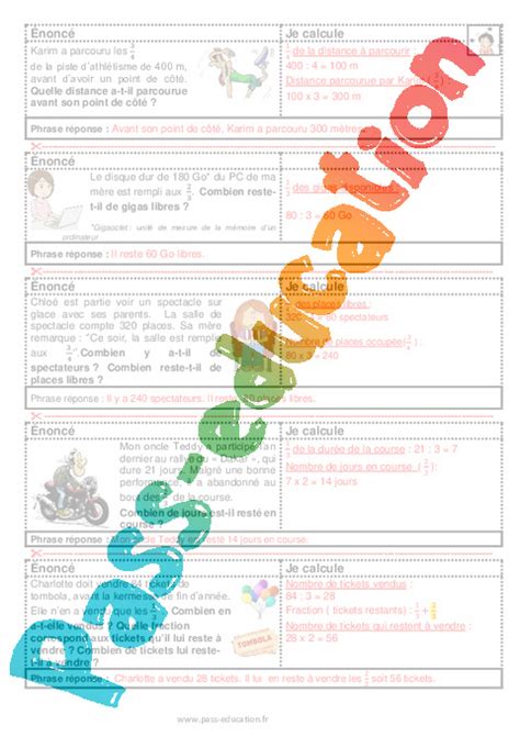 Les Fractions Cm1 Cm2 6ème Segpa Erea Problèmes Et Vie Quotidienne Pdf à Imprimer