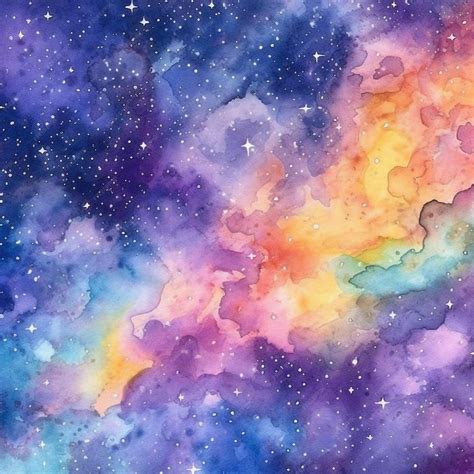 Pintura Acuarela De Una Galaxia Con Estrellas Y La Palabra Galaxia En La Parte Inferior Foto