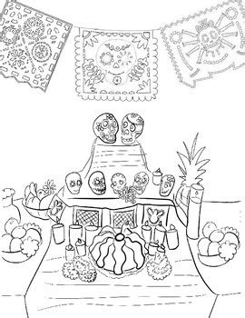 Mexican Ofrenda Coloring Page by TeachingRealSpanish | TpT