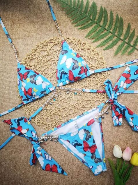 Bikini Frau Zwei Teile Sgambato Dreieck Bunt Blau Mode Meer Ebay