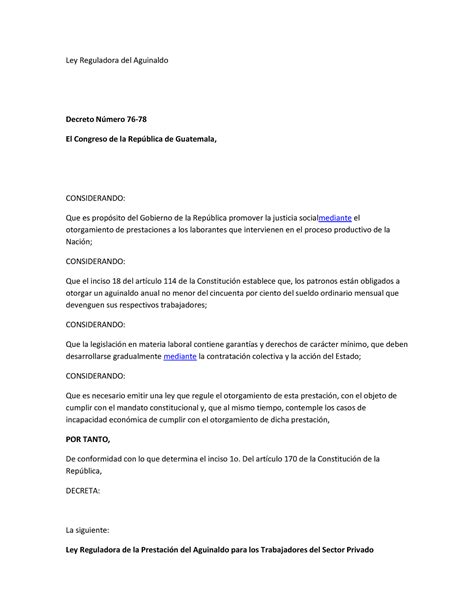 Decreto Ley Reguladora Del Aguinaldo Ley Reguladora Del