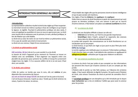 Intro G N Ral Au Droit Introduction Generale Au Droit Introduction