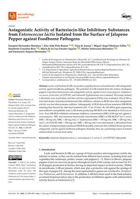 PDF Antagonistic Activity Of Bacteriocin Like Inhibitory Substances