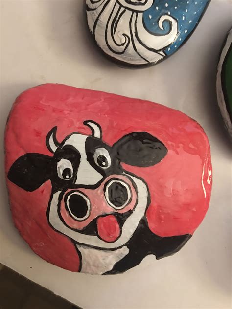 Stone Art Painting Cow Painting Pebble Painting Pebble Art Painted