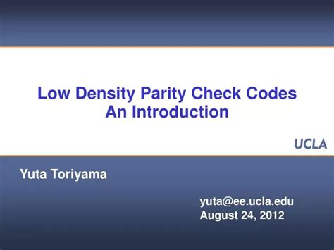 Ppt Low Density Parity Check Codes An Introduction Powerpoint