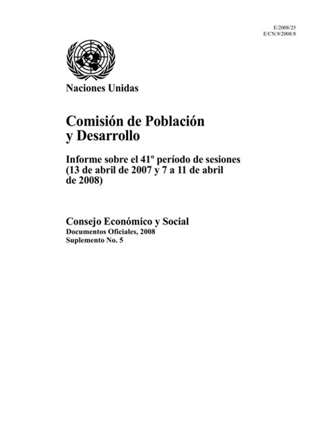 Comisi N De Poblaci N Y Desarrollo Informe