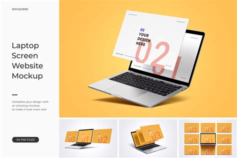 Laptop Screen Website Mockup 笔记本电脑模型屏幕网页ui设计作品展示贴图ps样机素材 格外视觉 uigui