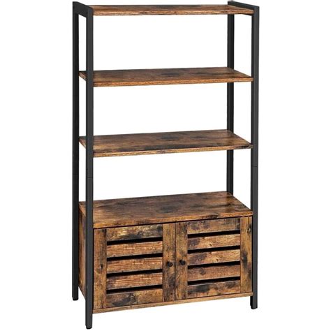 Wholesale VASAGLE 4 Tier Bookshelf with Louvred Doors - WeDropship | Dropship & Wholesale ...