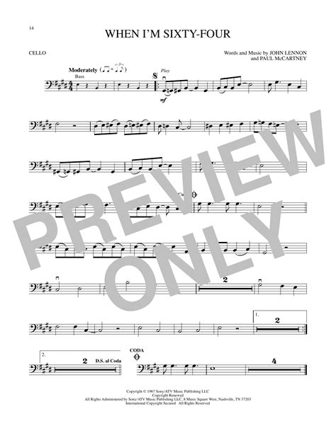 When I M Sixty Four Sheet Music The Beatles Cello PlayAlong