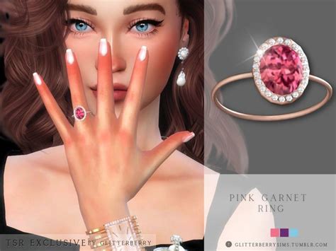 The Sims Resource Pink Garnet Ring Pink Garnet Sims 4 Rose Quartz