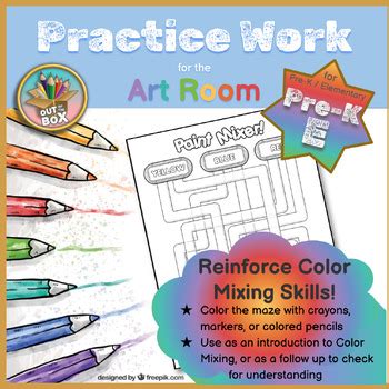 Practice Work: Color Mixing Worksheet by Out of the Box Art Resources