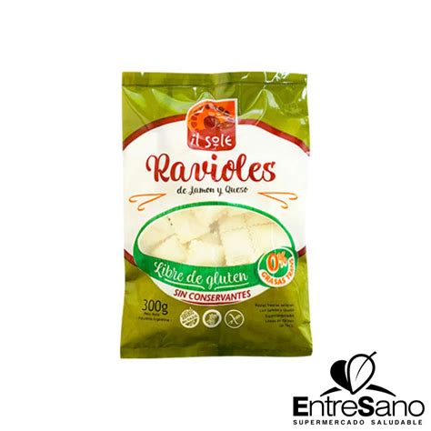 RAVIOLES JAMON Y QUESO S TACC 300GR IL SOLE Entresano