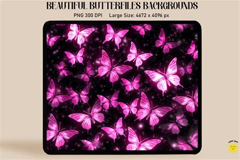 Aesthetic Glowing Pink Butterflies By Mulew Art | TheHungryJPEG