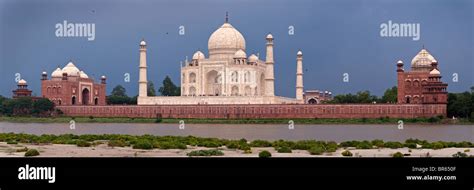 Taj Mahal Seen From Across The Yamuna River In Agra Uttar Pradesh