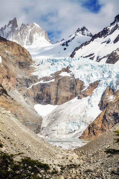 Glacier in the Fitz Roy Mountain Range, Argentina. Stock Photo - Image ...