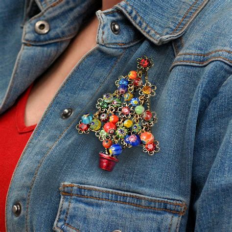 Christmas Tree Pin Christmas Brooch Christmas Jewelry Etsy