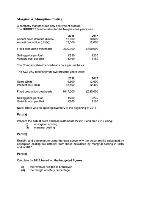 Exam 1 January 2016 Questions And Answers Marginal Absorption