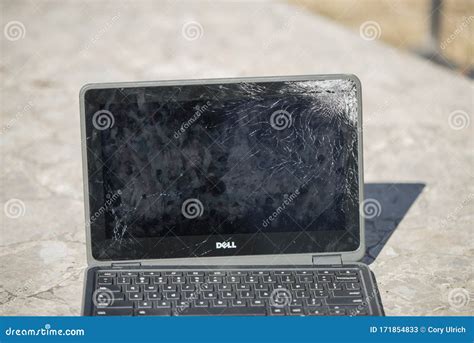 Broken Chromebook editorial stock photo. Image of laptop - 171854833