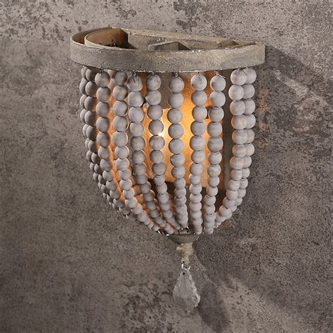 Country Style Single Light Wood Beaded Decorative Indoor Wall Sconce In