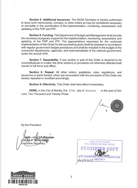 Just In Pres Marcos Signs Eo Approving And Adopting The