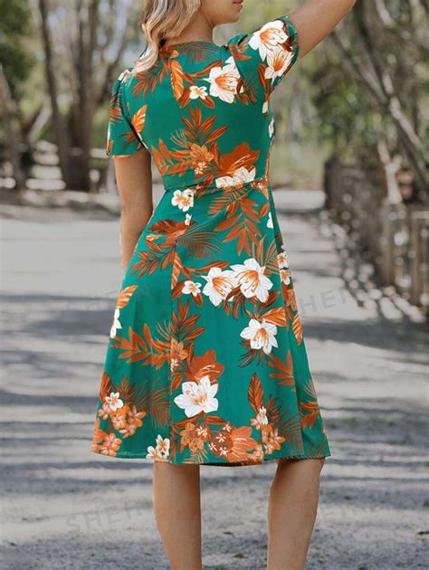 Shein Clasi Floral Print Puff Sleeve Dress Shein Usa