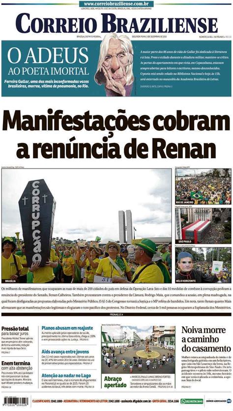 Confira A Capa Do Jornal Correio Braziliense Do Dia 05 12 2016