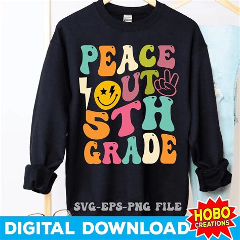 Peace Out 5th Grade 2024 Groovy Retro Svg Peace Out Fifth Grade Svg