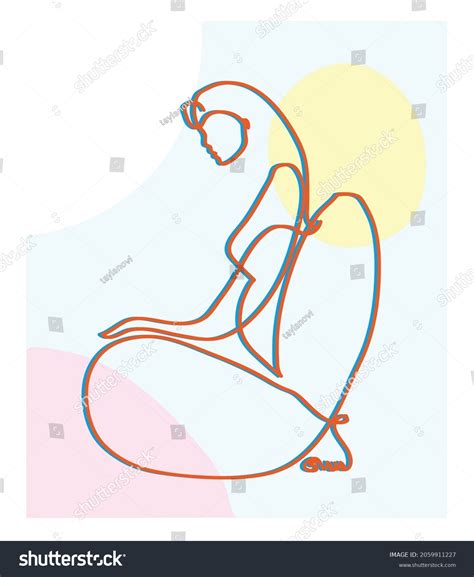 One Line Drawing Sitting Nude Woman Stock Vector Royalty Free