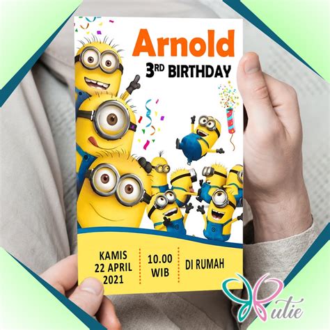 Jual UNDANGAN MINION 2 4 ULTAH ULANG TAHUN Shopee Indonesia