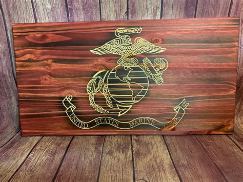 Classic United States Marine Corps Ega Flag Custom Made 12x23 Etsy