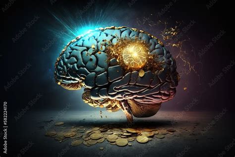 Cerebro Dourado Conceito De Mentalidade De Riqueza E Prosperidade