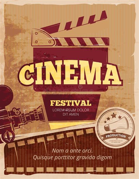 Grunge Retro Cinema Poster Stock Vector Illustration Of