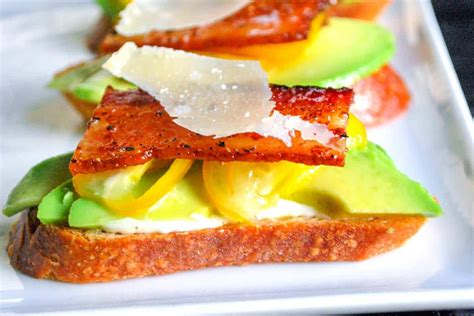 Bacon Tomato And Avocado Open Faced Sandwiches