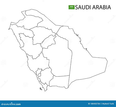 Saudi Arabia Map, Black and White Detailed Outline Regions of the ...