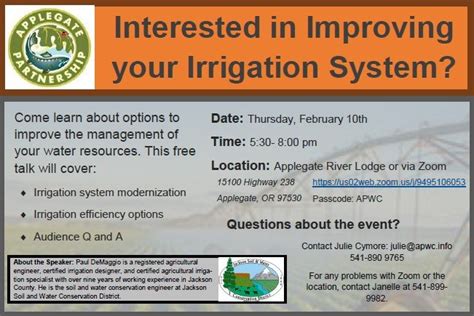 Presentation: Irrigation Efficiency Improvements — Applegate Partnership