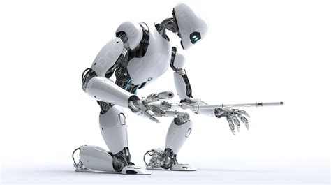 Robot Crouching Down With His Arms Raised Background 3d Rendering