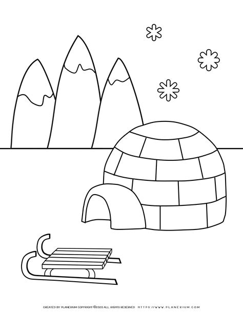 Winter Coloring Pages Igloo And A Slide Planerium