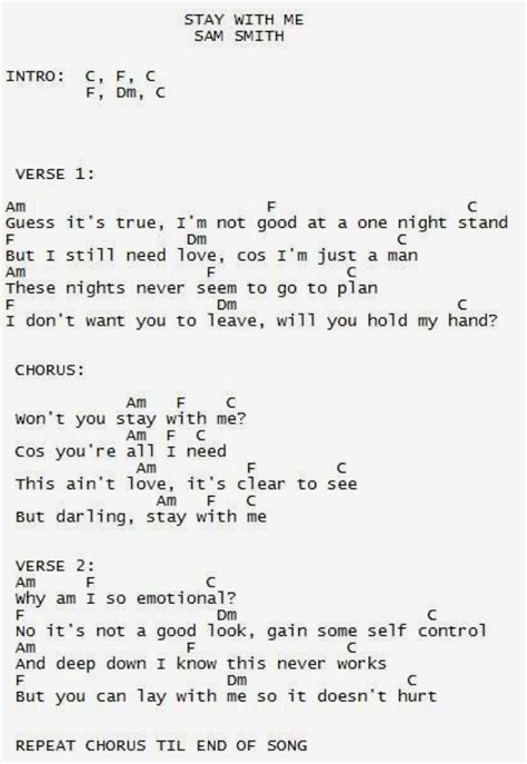 Stay With Me Sam Smith Ukulele Songs Ukulele Chords Songs Ukulele Chords