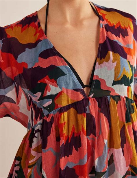 Maxi Empire Kaftan Dress Multi Abstract Rose Boden Us