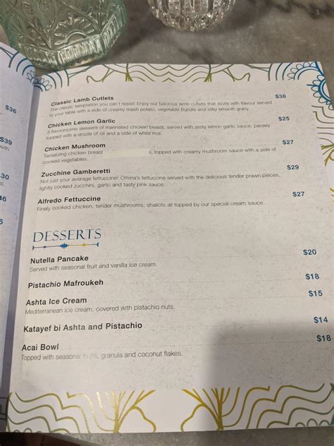 Menu At Omnia Restaurant And Shisha Lounge Brighton Le Sands