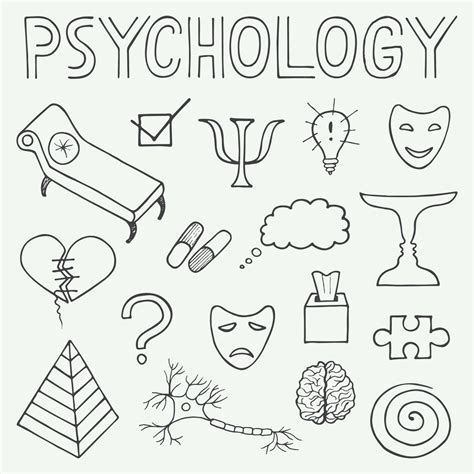 Psychology Hand Drawn Doodle Set And Typography 18722448 Vector Art At