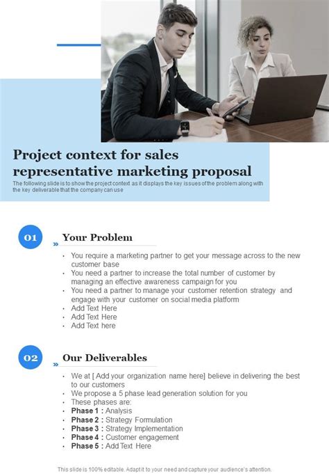 Project Context For Sales Representative Marketing Proposal One Pager