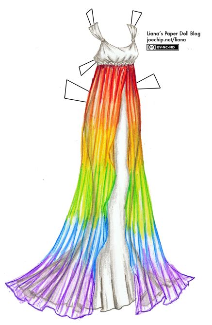 White Gown With Rainbow Overskirt Lianas Paper Dolls