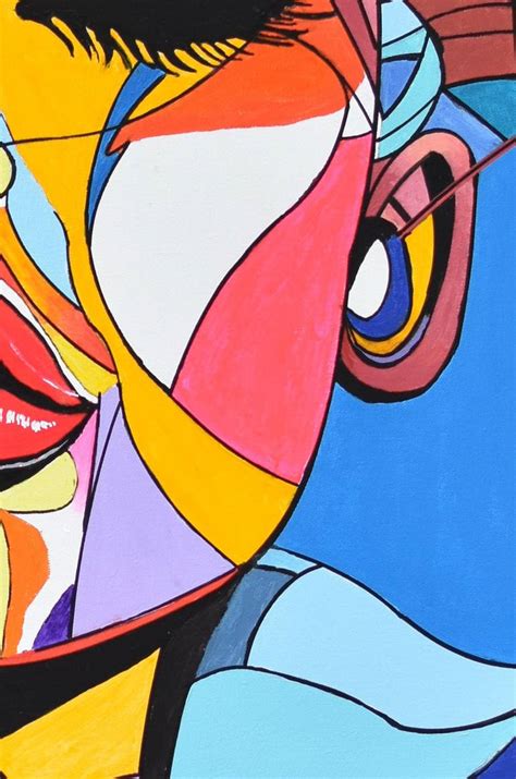 Vivid Abstract Portrait Acrylic Painting Painting By Percy Rivera