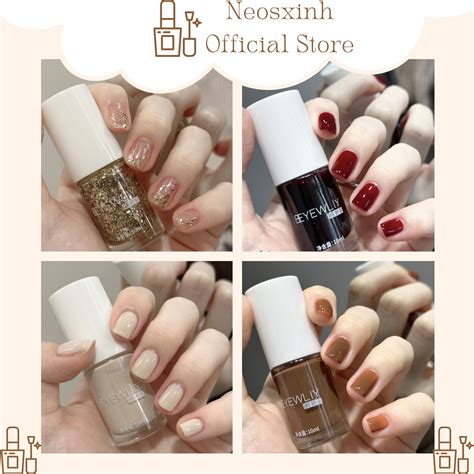 Sơn Móng Tay Beyewliy ml Màu Nude Đen Trắng Trong Suốt Kim Tuyến Pastel Tím Neosxinh Nails